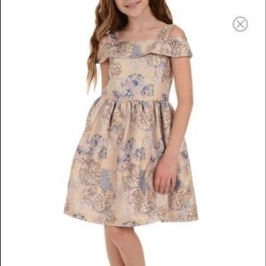 Badgley Mischka Floral ColdShoulder Jacquard Dress